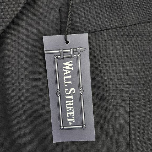 NWT Wall Street Mens Blazer Black 44 Long Polyester/Wool Blend - Picture 4 of 12